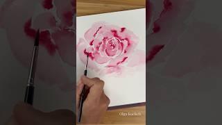 EASIEST way to paint watercolor rose #rose #howtopaint #watercolortechnique