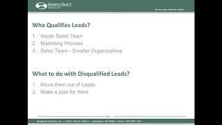 Lead Management in Infor CRM - Simplesoft Solutions Webinar