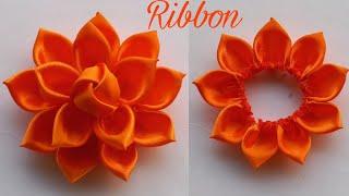 DIY Ribbon Flowers / How to make ribbon flowers / Easy making with needle / Amazing Ribbon Tricks