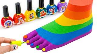 ASMR Video | How To Make Rainbow Foot From Kinetic Sand Cutting & Nail Polish | Making By Yo Yo