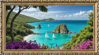 8 Hours Framed Coastal Painting | TV Art Screensaver | TV Wallpaper | 4K