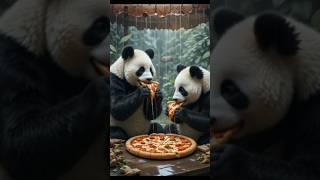 2 pandas are eating pizza .#ai #panda #newone #youtubeshorts #cute