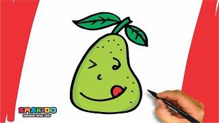How To Draw a Pear Fruits For Kids | Easy Pear Drawing Step by Step Tutorial
