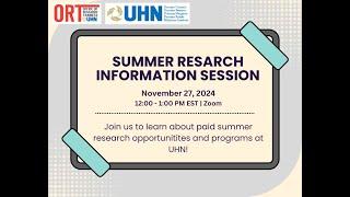 UHN Summer Research Information Session - November 27, 2024