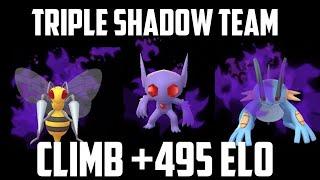 Triple shadow team CLIMBS +495 ELO STRONGEST Great league team FT Beedrill Sableye & Swampert