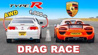 Honda AWD 1.000 dk v Porsche 918 Spyder: DRAG RACE