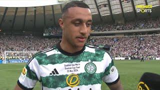 Celtic's Adam Idah reacts to scoring the winner in the Scottish Cup final