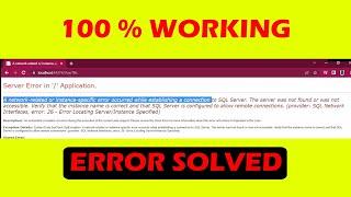 How to Solve c# Error A Network-related or instance-specific error | Tutorial 4You