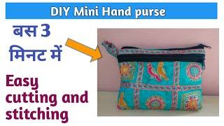 5 minute Designer party ladies purse making ,DIY cutting and stitching of handbag with zipper