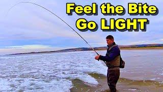 EASY and FUN Shore Fishing For Beginners - On The Beach Go Light to Feel The Fish Bite