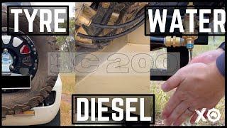 OVERLAND LANDCRUISER 200 | LONG RANGE Tanks, WATER supply & TYRE carriers, Diesel fuel tank 12V pump