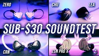 Salnotes Zero Soundtest vs Moondrop Chu, CRN, ZSN Pro X, LEA - SUB-$30 BATTLE!