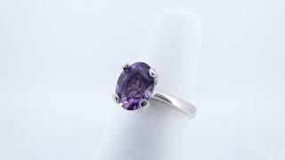 Silver Ring with purple Amethyst gemstone