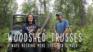 Woodshed Trusses - Always need more logs for lumber