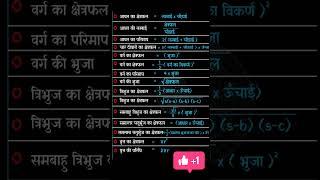 #shorts || area formulas️ || Basic Math formula || #reet #ssc #maths #education #viral #math