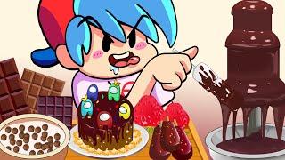 FRIDAY NIGHT FUNKIN vs CHOCOLATE CAKE MUKBANG - FNF ANIMATION MUKBANG