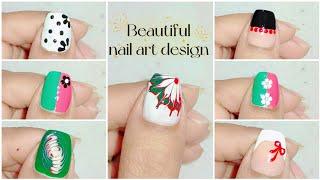 Beautiful nail art design with households items || Easy nail art design without tools