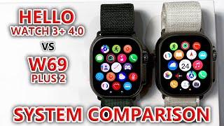 Hello Watch 3 Plus 4.0 vs W69 Plus 2 SmartWatch SYSTEM COMPARISON! (AMOLED Display, Local Music)