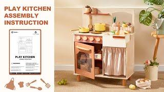 Tiny Land® Modern & Versatile Wooden Play Kitchen Assembly Instruction