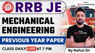 RRB JE Previous Year Paper for Mechanical Engineering | RRB JE 2023 | RRB JE Mechanical | Rahul Sir