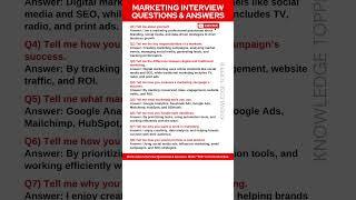 Marketing Interview Questions and Answers