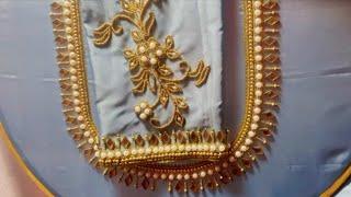 very easy bridal look aari work using normal needle