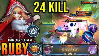 Auto SAVAGE!! New Ruby Offlane Build Insane 24 Kills!! - Build Top 1 Global Ruby ~ MLBB