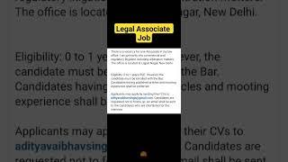 Job Opportunity for Law Graduates। Legal Associate Job। LL.B. Job। Law Students Job। #shorts