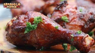 Smoked Chicken Legs with Maple-Sriracha Glaze on the Pit Barrel Cooker