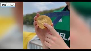 RTE NEWS - DANIEL WIFFEN SHOWS OFF HIS MEDAL AFTER THE LEEDS UK NATIVE WON GOLD FOR IRELAND IN PARIS