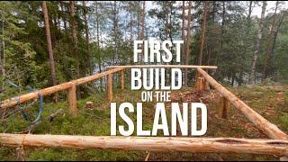 Felling Our First Tree And Making A Deck Out Of It  | Off Grid Island Ep.4