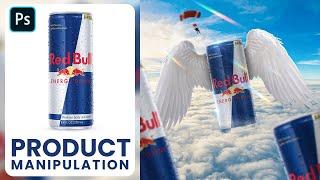 Product manipulation in Photoshop | Red Bull advertising poster design | photoshop tutorial