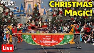 Live: Christmas at Magic Kingdom - Christmas Parade, Fireworks & Castle Show!  - Walt Disney World