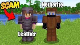  I Fooled This Girl by SWAPPING Netherite and Leather Armour in minecraft..