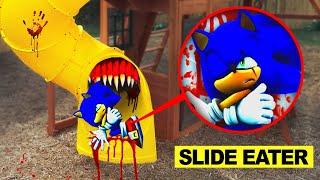 DRONE CATCHES SLIDE EATER WITH SONIC.EXE IN REAL LIFE AT HAUNTED PLAYGROUND!