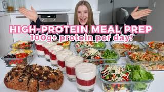 Healthy & High protein Meal Prep | 100G+ Protein Per Day! Healthy Banana Bread, Noodles, Parfaits...