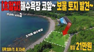 바닷가~ 해수욕장 앞! 최고의 횡재~ 시골 토지 헐값에 쏟아집니다.급해서 구입가 보다 싸게 던집니다. 평당 21만원 급매매~