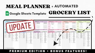 Meal Planner & Grocery List Update: New Budgeting and Store Sorting Features Added! - Google Sheets