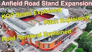 Anfield Road Stand Expansion - ROOF REMOVAL / KOP SEATS & PITCH EXPLAINED!!