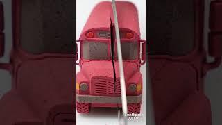 Satisfying Red Kinetic Sand School Bus Slice ASMR