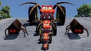 McQueen Car Eater vs 5 Obstacle Courses with MONSTERS - BUS EATER & HOUSE HEAD & PP 3 – BeamNG.Drive