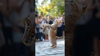 the cat play saxophone