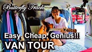 Butterfly Tracks VAN TOUR. Easy, Cheap, Genius, Dodge Grand Caravan Camper!