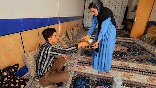 "Cleaning glasses and painting cement blocks in rainy weather by Abu"