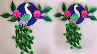 how to make beautiful wall decoration peacock craft with paper / art and craft / peacock craft