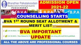 CENTAC BVA SEAT ALLOTMENT & MERIT LIST | BHARATHIAR PALKALAIKOODAM PUDUCHERRY