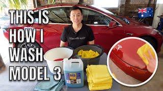 HOW I CAR WASH MODEL 3 Rinse less wash technique and tips by Tesla Tom