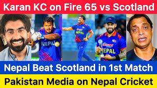 nepal vs scotland pakistan reaction | karan kc batting 65 | kushal bhurtel | nepal cricket