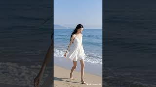 Beachside Elegance: Girls in Picturesque Strolls