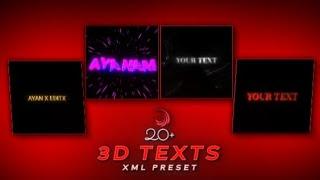 3d texts + 3d outro Alight motion xml preset | 20 best 3d texts for Alight motion